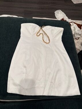 Gold and white mini dress